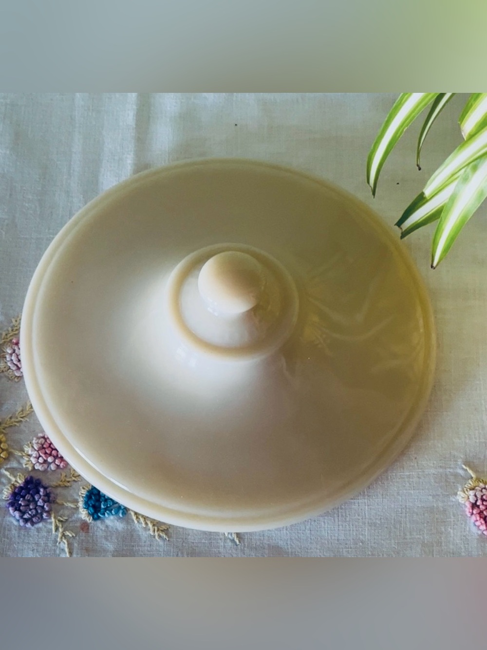 Vintage Fire-King Ivory Milk Glass 9.5” Casserole Replacement Lid Only